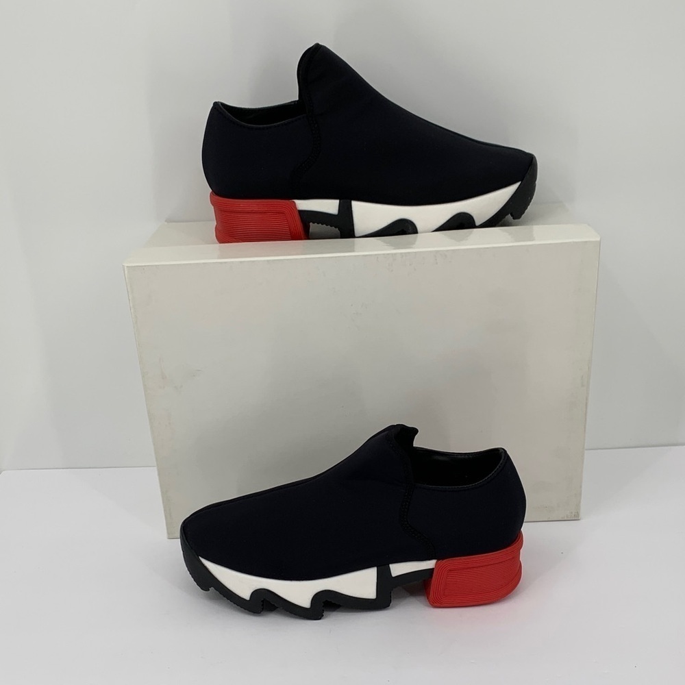 IRI NYC Wes Neoprene slip-on sneaker shoe black red heel comic new 38 7.5 8